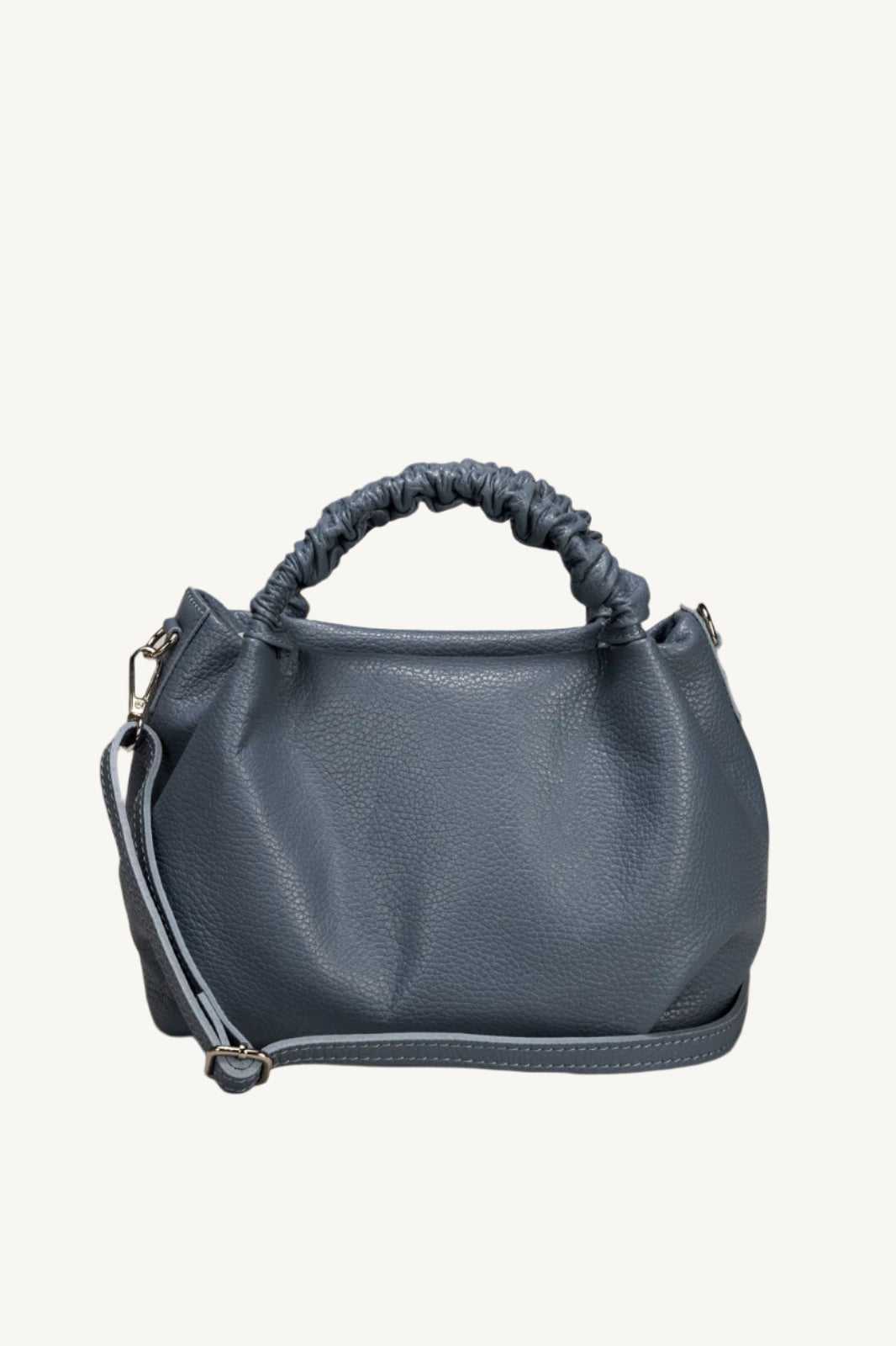 "Women's grain leather handbag with top handles, adjustable strap, zip closure, and spacious interior. Perfect for everyday elegance. Made in Italy."