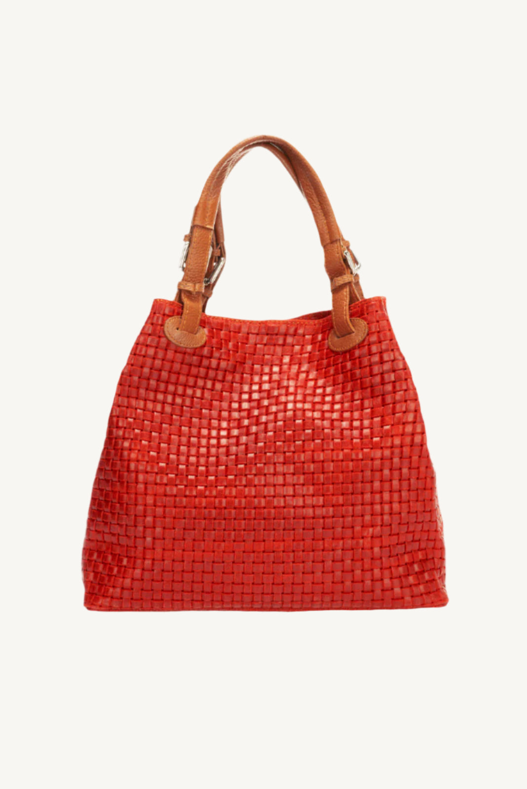 "Elegant woven suede handbag with top handles and adjustable shoulder strap – perfect for daily use."