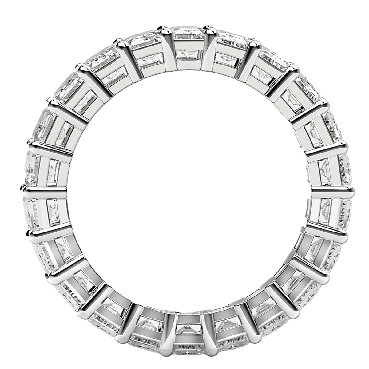 Emerald Cut Lab Grown Diamond Eternity Ring in 14k White Gold (5 cttw FG/VS2)