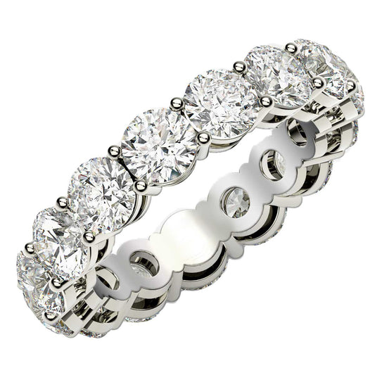 Round Cut Lab Grown Diamond Eternity Ring in 14k White Gold (5 cttw FG/VS2)