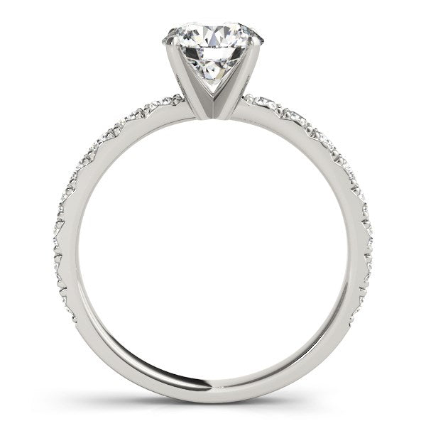 14k White Gold Single Row Shank Round Diamond Engagement Ring (1 1/3 cttw)