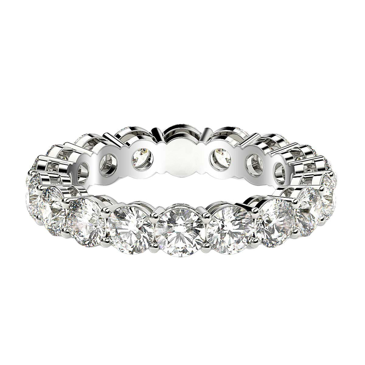 Round Cut Lab Grown Diamond Eternity Ring in 14k White Gold (2 cttw FG/VS2)