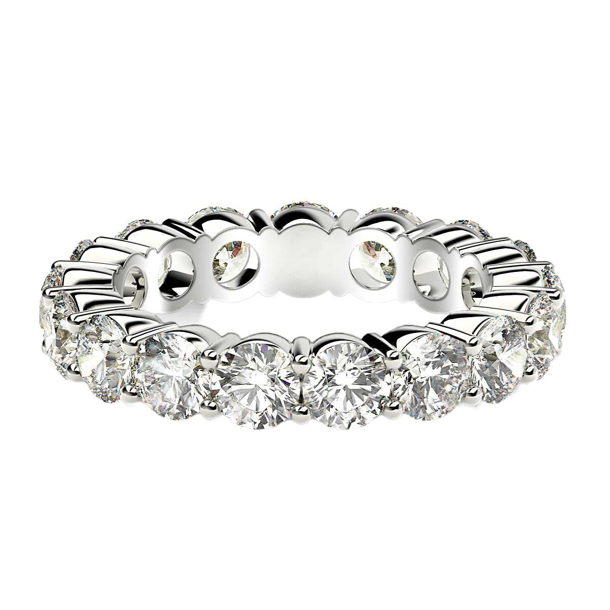 Round Cut Lab Grown Diamond Eternity Ring in 14k White Gold (3 cttw FG/VS2)