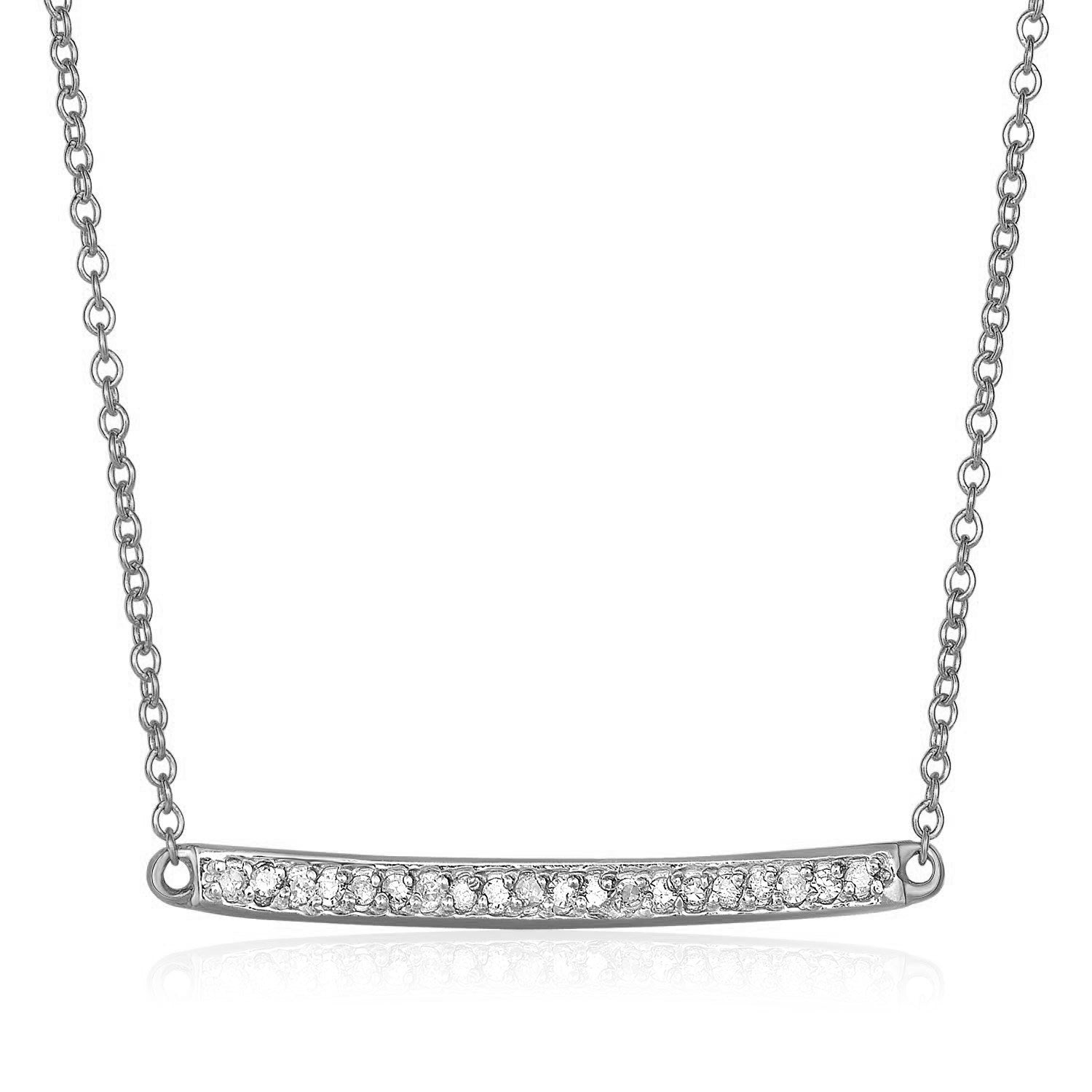 14K White Gold Necklace with Gold and Diamond Bar – A sleek 14K white gold necklace featuring a gold and diamond bar pendant with a total weight of 1/10 cttw, offering a delicate and elegant design.