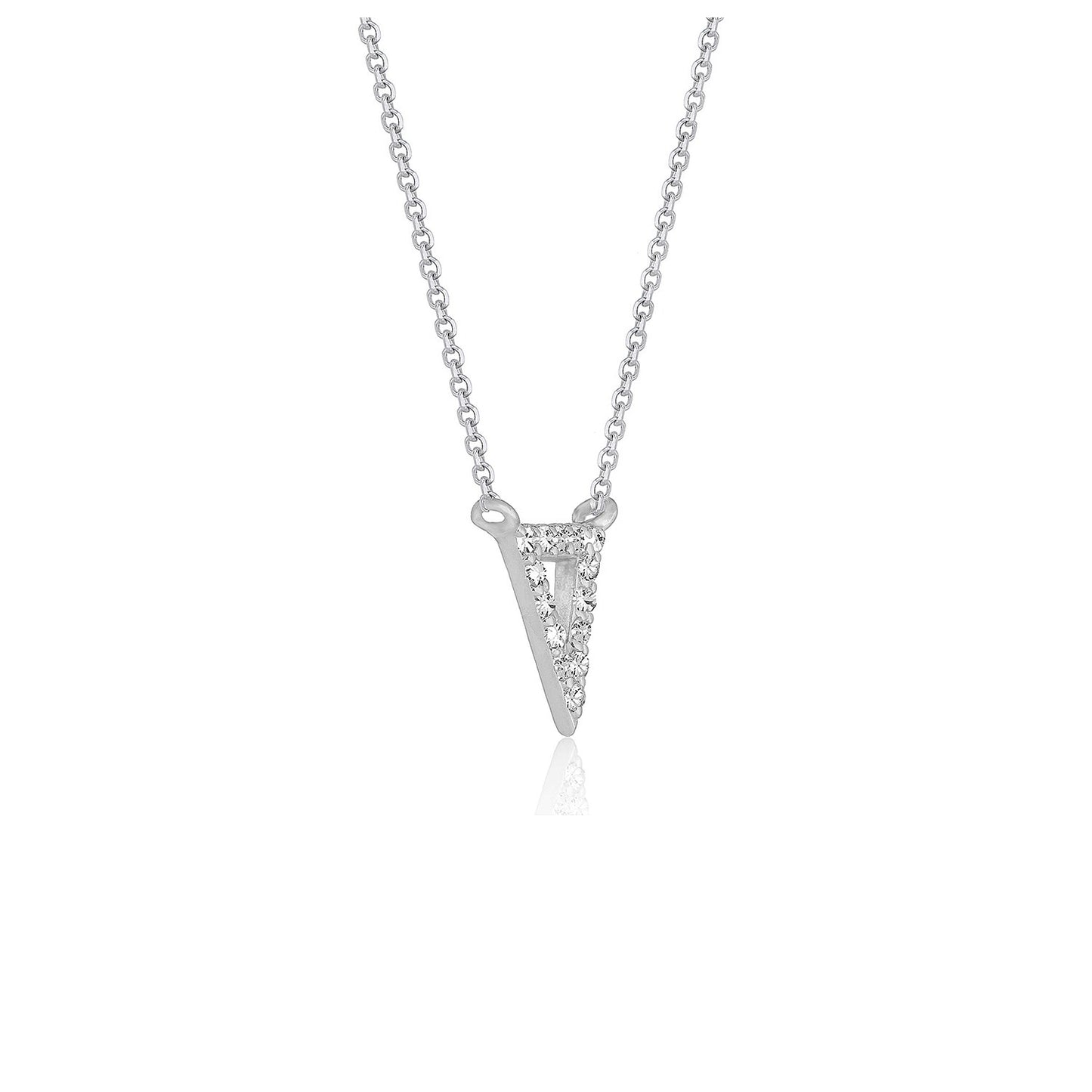 Diamond Inverted Triangle Pendant in 14k White Gold