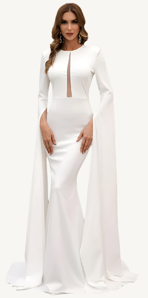 "Chloe Long Sleeve Gown – an elegant and timeless full-length dress with a sophisticated silhouette, perfect for formal events."